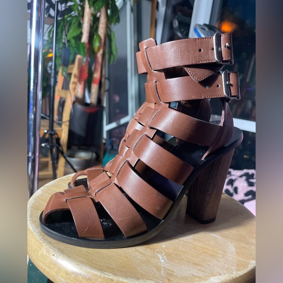 VINCE Nicolette Strappy Leather Sandal, Saddle - Picture 6 of 13